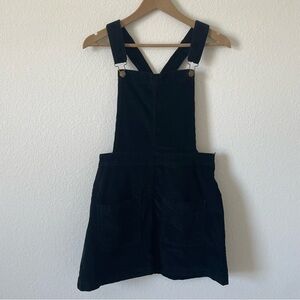 Black Corduroy Overall Skirt with Front Pockets